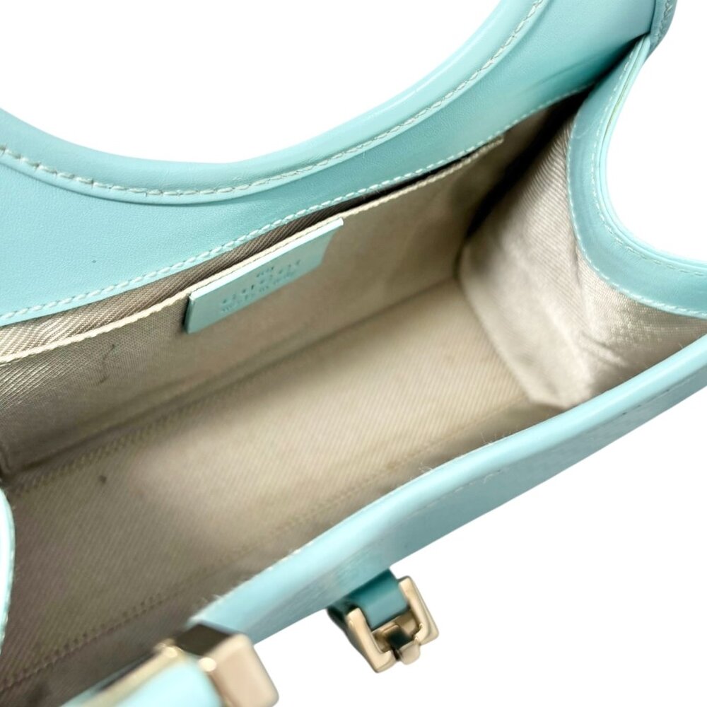 GUCCI Vintage Micro GG Monogram Logo Jackie Mini Tote Bag Mint Blue [105560] - Picture 11 of 14